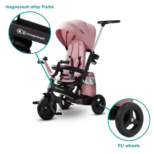 Триколісний велосипед з батьківською ручкою Kinderkraft Easytwist Mauvelous Pink (KKRETWIPNK0000) — 16291 Триколісний велосипед з батьківською ручкою Kinderkraft Easytwist Mauvelous Pink (KKRETWIPNK0000) — 16291