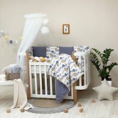 Комплект постільної білизни для новонародженого Happy night Левеня синій