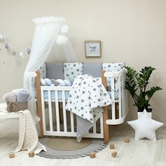 Комплект постільної білизни для новонародженого Happy night Зірки сірий