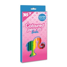 Кольорові олівці Yes Barbie рожевий 12 штук 24 кольори (290747)