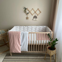 Комплект постільної білизни для новонародженого Baby Dream Гілочки котики пудра