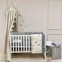 Комплект постельного белья для новорожденного Baby Mix Облака серые с месяцем