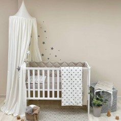Комплект постельного белья для новорожденного Baby Mix Серо-бежевые сердечки