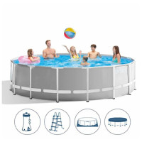 Бассейн каркасный Intex с фильтром-насосом, стремянка, подстилка, тент, 457-122 см, 16805 л (26726)
