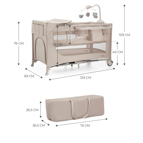 Ліжко-манеж с пеленатором Kinderkraft Joy 2 Beige (301168) — 16066