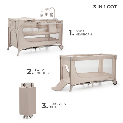 Ліжко-манеж с пеленатором Kinderkraft Joy 2 Beige (301168) — 16066