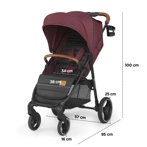Прогулянкова коляска Kinderkraft Grande 2020 Burgundy (202388) — 15706