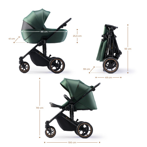 Універсальна коляска 2 в 1 Kinderkraft Prime 2 Dark Green (KSPRIM02GRE2000) — 23773
