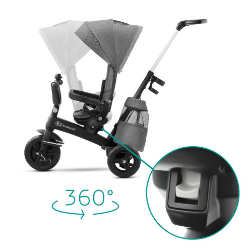 Триколісний велосипед з батьківською ручкою Kinderkraft Easytwist Platinum Grey (KKRETWIGRY0000) — 15807