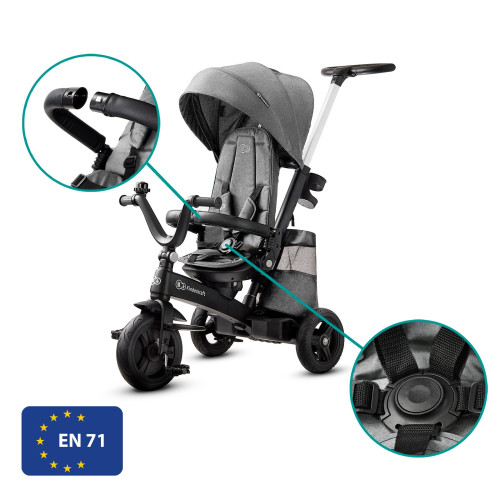 Триколісний велосипед з батьківською ручкою Kinderkraft Easytwist Platinum Grey (KKRETWIGRY0000) — 15807