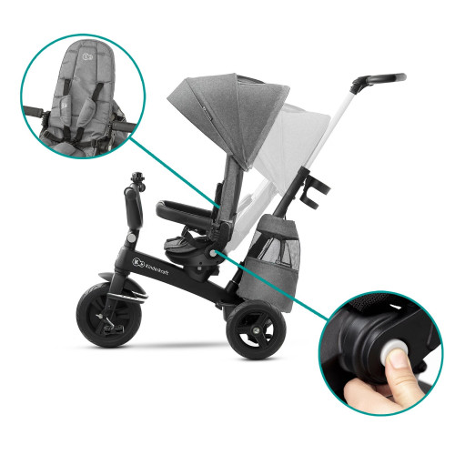Триколісний велосипед з батьківською ручкою Kinderkraft Easytwist Platinum Grey (KKRETWIGRY0000) — 15807