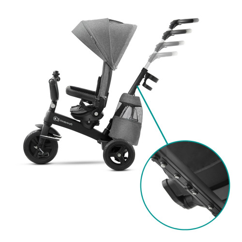 Триколісний велосипед з батьківською ручкою Kinderkraft Easytwist Platinum Grey (KKRETWIGRY0000) — 15807