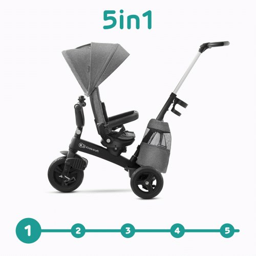 Триколісний велосипед з батьківською ручкою Kinderkraft Easytwist Platinum Grey (KKRETWIGRY0000) — 15807