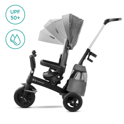Триколісний велосипед з батьківською ручкою Kinderkraft Easytwist Platinum Grey (KKRETWIGRY0000) — 15807