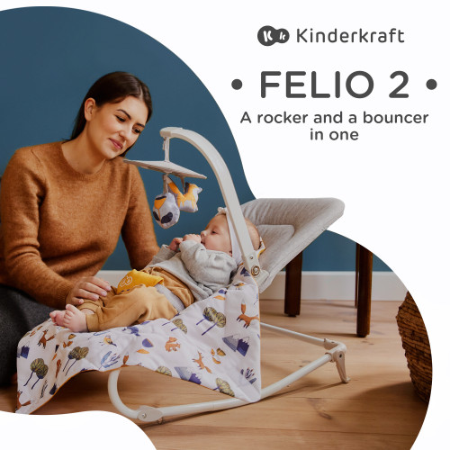 Шезлонг-гойдалка Kinderkraft Felio 2 Stone Grey (KBFELI20GRY0000) — 16308
