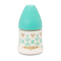 Пляшечка Suavinex, 150 мл, кругла соска повільний потік, Couture зелена (304125)