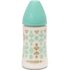 Пляшечка Suavinex Couture 270 мл, 3-х позиційна соска, зелена (304149)