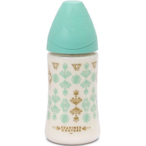 Пляшечка Suavinex Couture 270 мл, 3-х позиційна соска, зелена (304149)