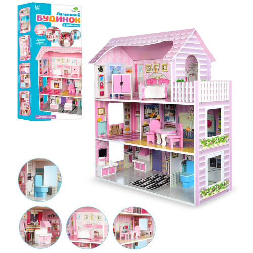 Дитячий дерев'яний ляльковий будиночок Tree Toys, 62-26-12 см (MD 1204)