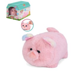 Интерактивная сенсорная мягкая игрушка свинка Limo Toy, музыка, песни, спит, моргает глазами, подвижный хвост 29-18-18см (M 6494 I UA)
